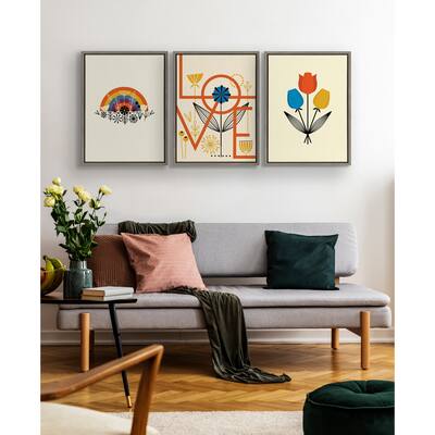 Kate and Laurel Sylvie Rainbow Framed Canvas by Amber Leaders Designs