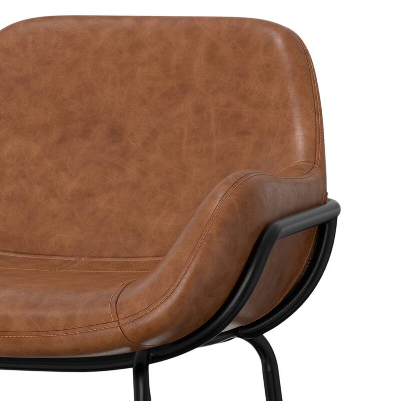 WYNDENHALL Zaniyah Contemporary Bar Stool in Distressed Vegan Faux Leather - 20.3" D x 18.5" W x 40" H