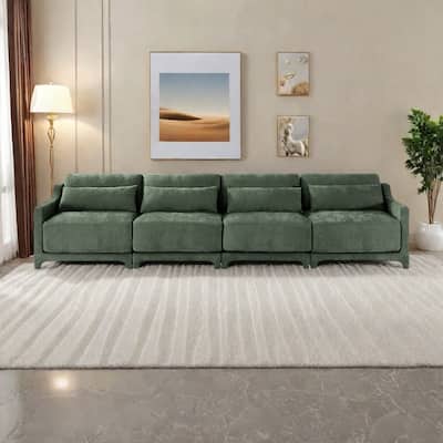 141.7" Chenille 6-Seater Sofa with ergonomic, wooden base,high - resilience sponge for Living Room