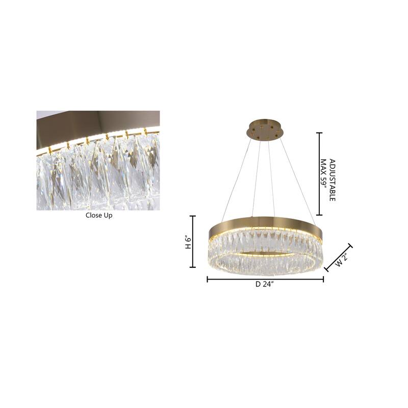 Gold LED Chandelier With Clear Crystal Accents