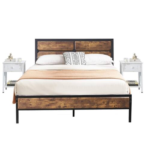Taomika 3-pieces Industrial Bedroom Sets with Bed and Nightstands