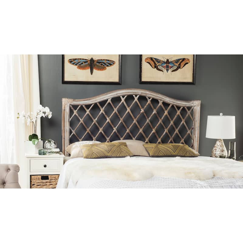 SAFAVIEH Gulfem Brown/ Multi Rattan Wicker Trellis Headboard (Full) - Antique - Queen