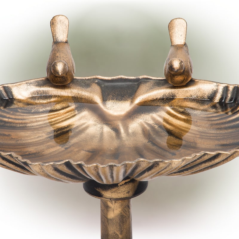 Alpine Corporation 31" Tall Outdoor Vintage Birdbath with Bird Figurines Yard Statue
