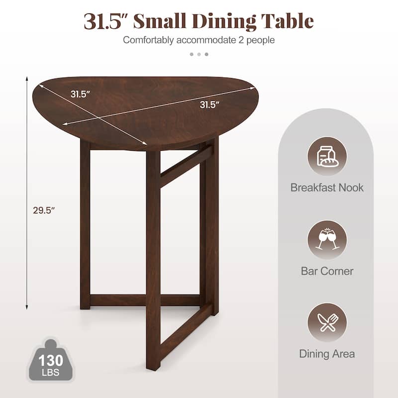 Gymax Foldable Dining Table w/Rubber Wood Legs Space-Saving Dinner - Walnut