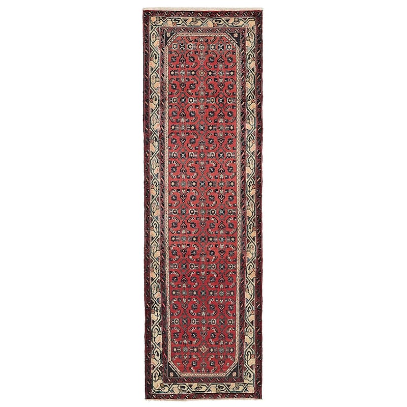 ECARPETGALLERY Hand-knotted Andelz Red Wool Rug - 2'9 x 9'6