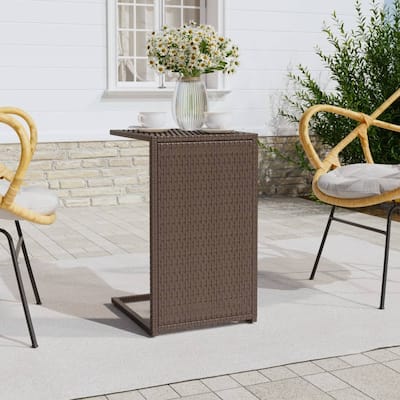vidaXL C Table Brown/Black 15.7"x13.8"x23.6" Poly Rattan - 15.7" x 13.8" x 23.6"
