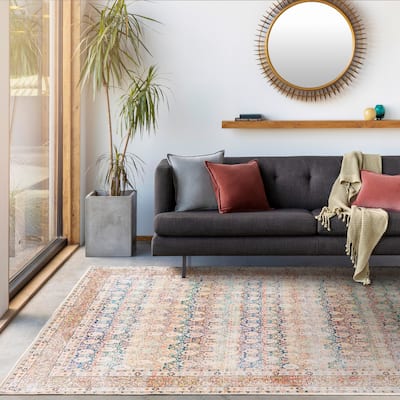 Artistic Weavers Saffron Traditional Paisley Machine Washable Area Rug