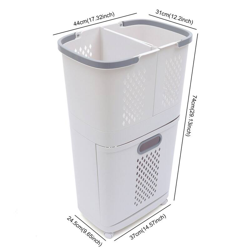 Laundry Cart with Removable Laundry Basket Storage Rack Bed Bath