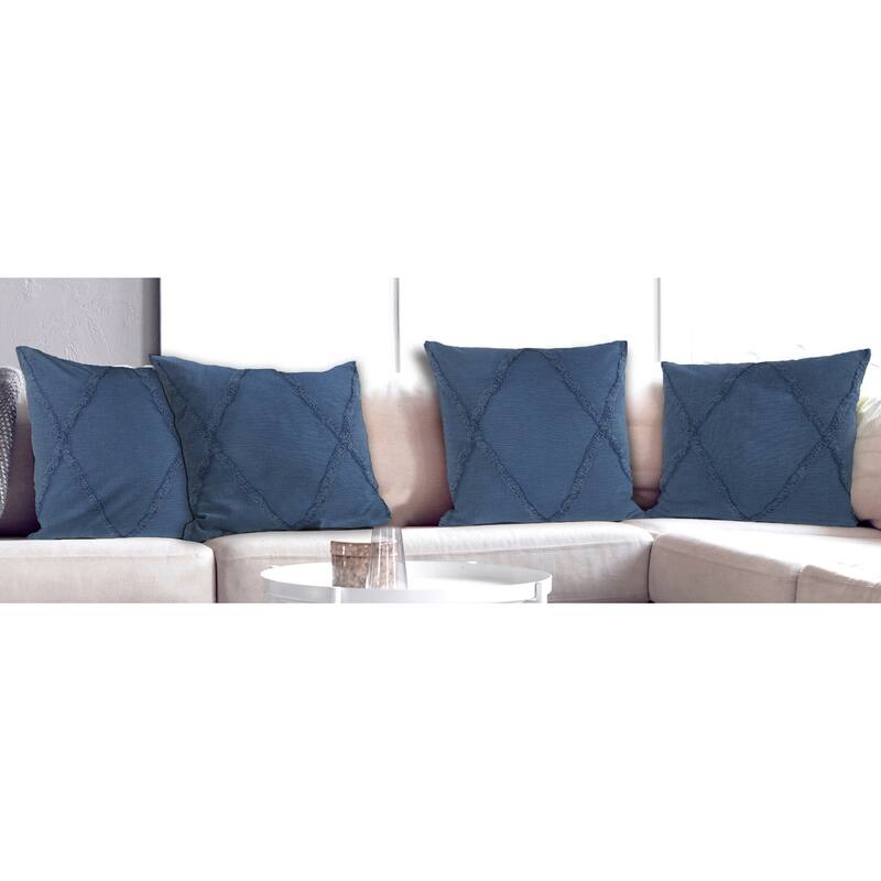 Heartham Set of 4 Contemporary Diamond Cotton Throw Pillow Covers, 20" x 20", 4 PCS (Covers Only) by Sevita