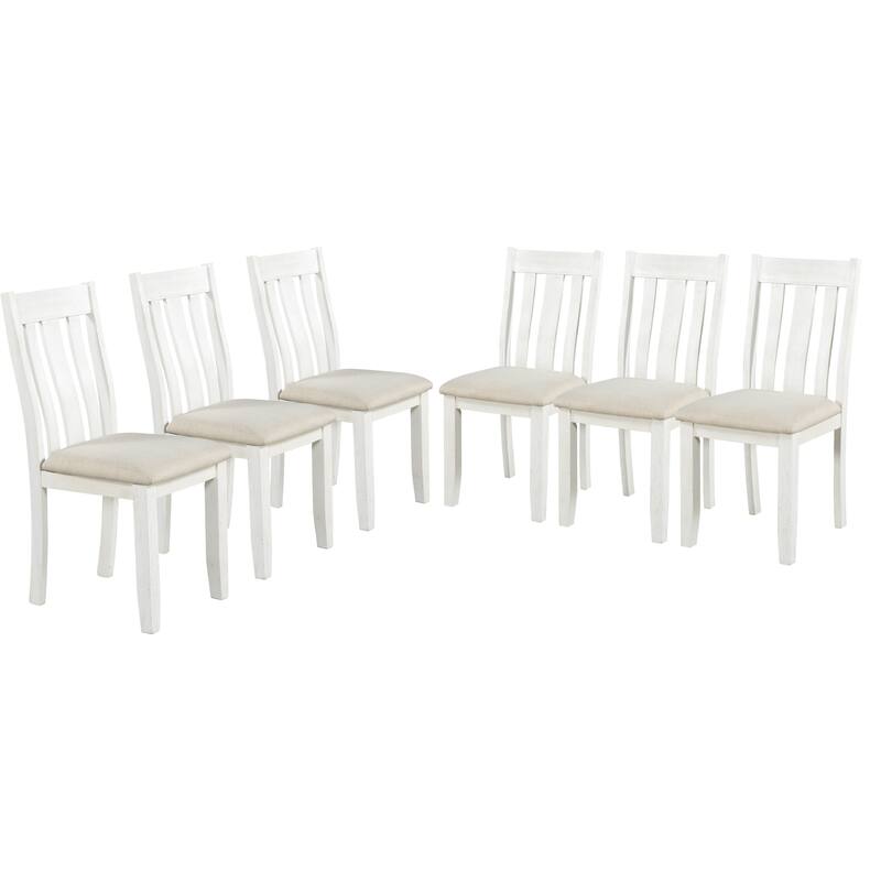 7 Piece Dining Table Set, Wood Kitchen Dining Room Table Set with Extendable Table and 6 High Back Upholstered Chairs