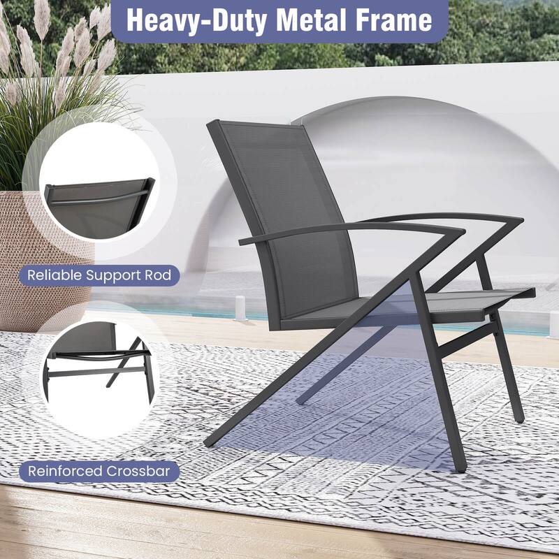 Costway Patio Chairs Set of 2/4 with Heavy Duty Metal Frame Curved
