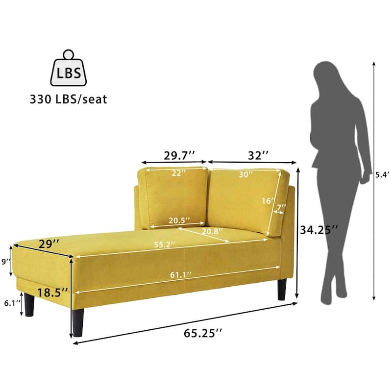 65" Fabric Corner Lounge Chair - 65.25" x 32.00"