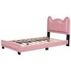 preview thumbnail 8 of 15, Twin Size PU Leather Upholstered Platform Bed with Carton Ears Shaped Headboard,2 Colors