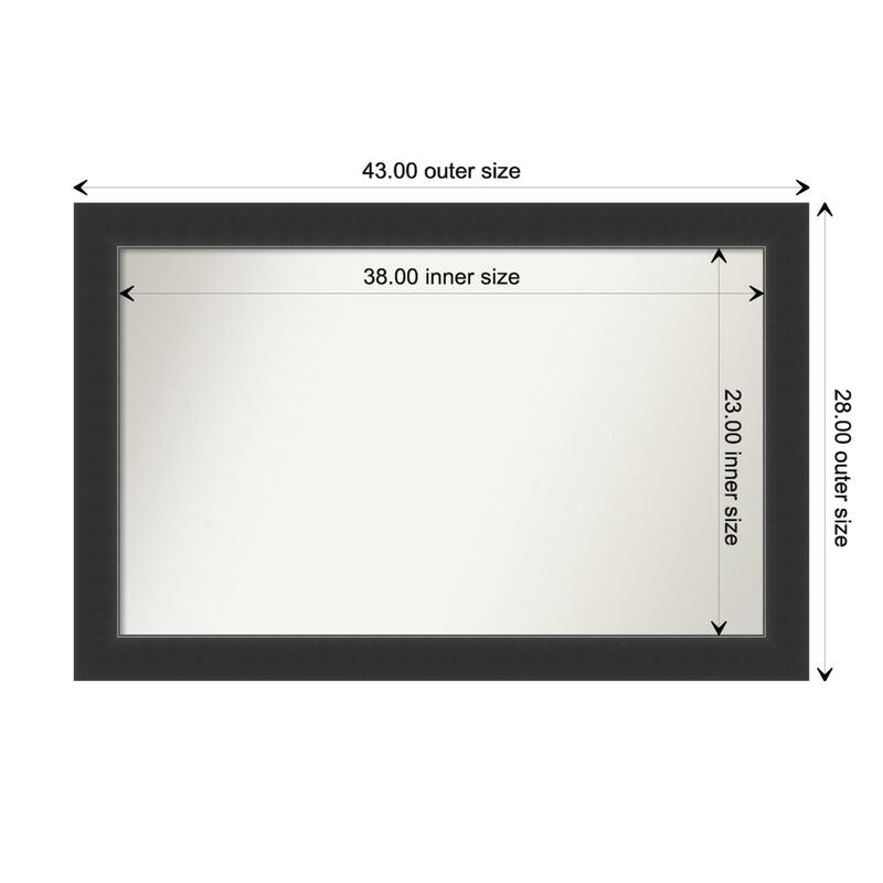 Corvino Black Framed Non-Beveled Custom Wall Mirror, Bathroom Vanity Mirror - Outer Size: 43 x 28