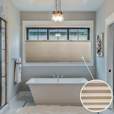 BlindsAvenue Cordless Top Down Bottom Up Cellular Honeycomb Shade, 9/16" Single Cell, Blackout, Designer Print Stone