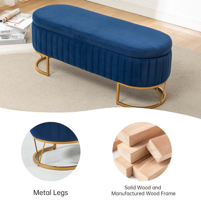 Velvet Storage Bench for Bedroom
