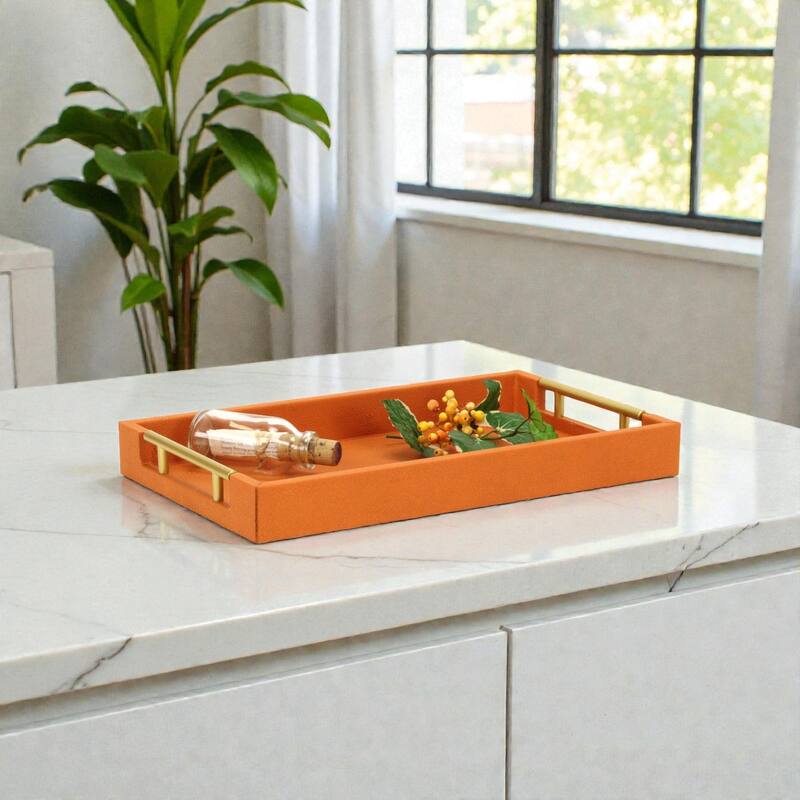 Lusan Faux Shagreen Tray with Handles