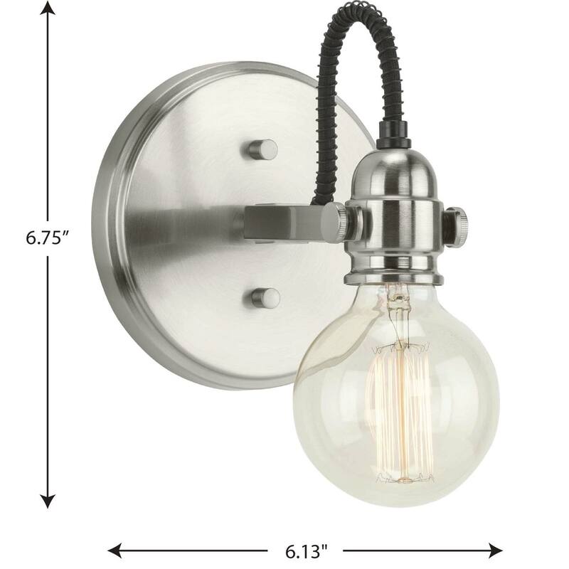 Axle Collection 1-Light Brushed Nickel Vintage Wall Light - 1 Light