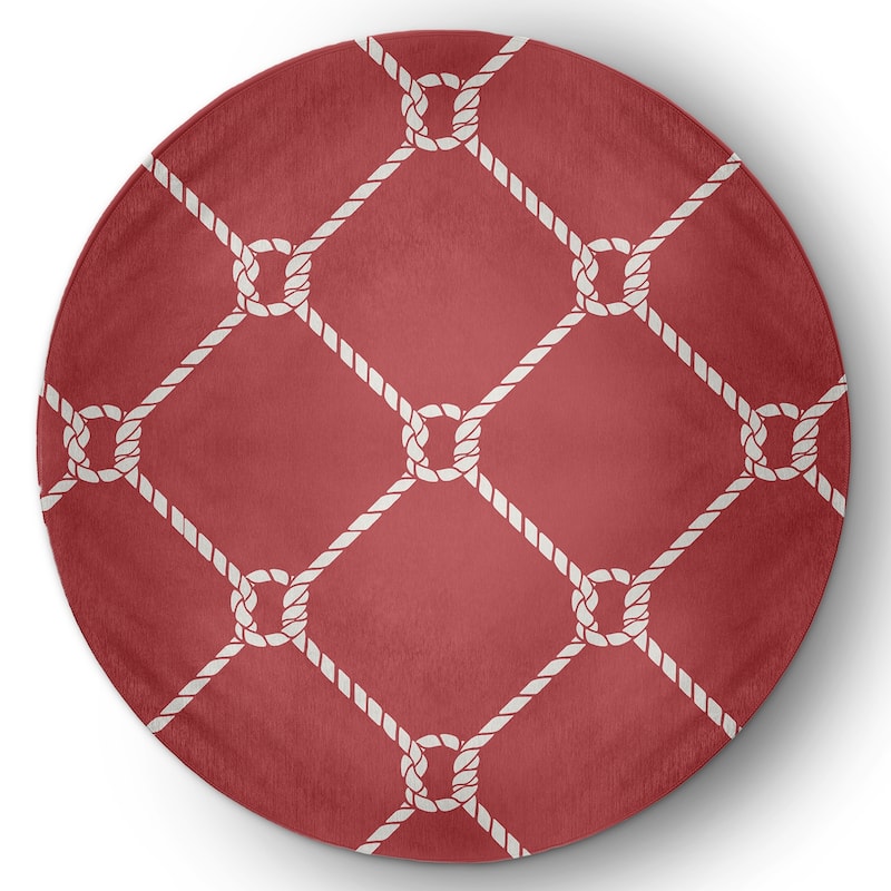 Ahoy! Nautical Indoor/Outdoor Rug - Ligonberry Red - 5' Round
