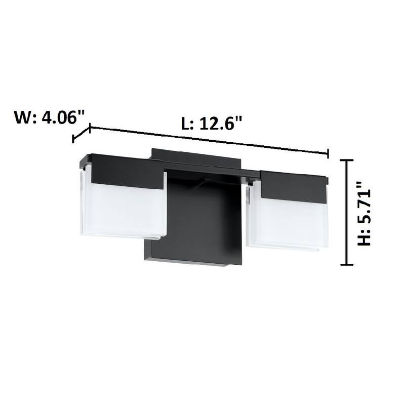 Eglo Vente 2-light Matte Black LED Bath Vanity Light