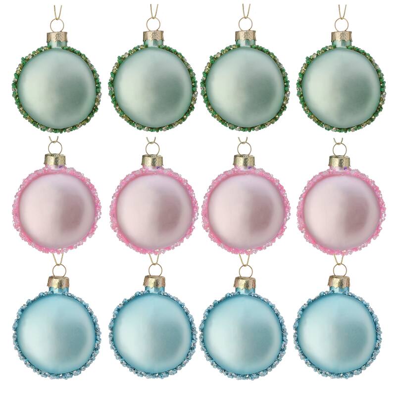 2.3" Glass Macaron Ornaments Set of 12