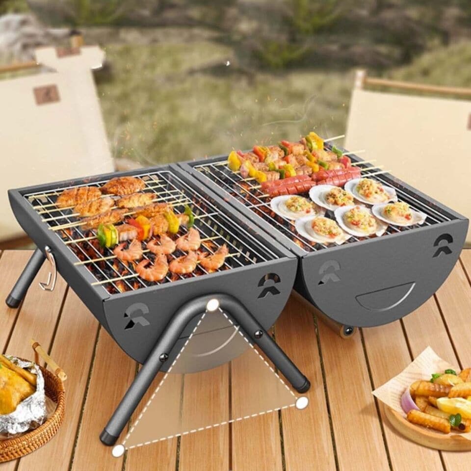 Foldable Mini Charcoal BBQ Grill Black Assembly Required