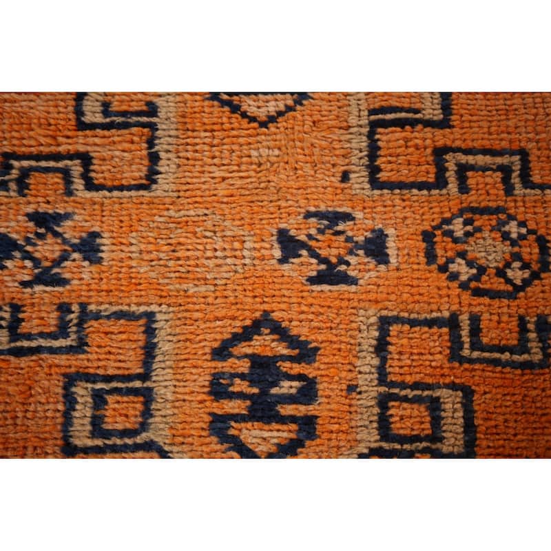 Tribal Anatolian Vintage Runner Rug Handmade Orange Wool Carpet - 2'9"x 11'2"