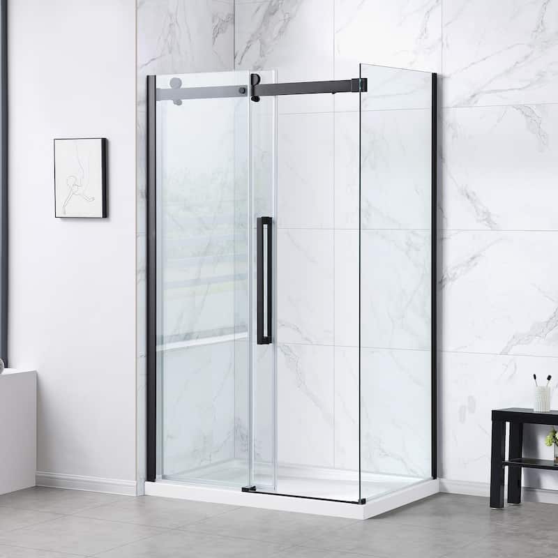 Bel Soft Close 3-Piece Base/Door Rectangular Corner Shower Kit (Left or Right Drain)