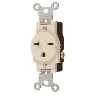 20 AMP Round Ivory Electrical Receptacle Plastic-Aluminum American Imaginations