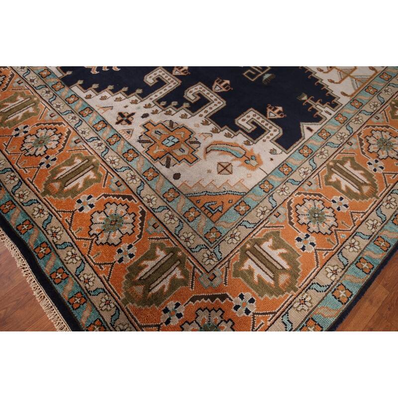 Palace Size Geometric Viss Indian Large Area Rug Handmade Wool Carpet - 11'11"x 17'8"