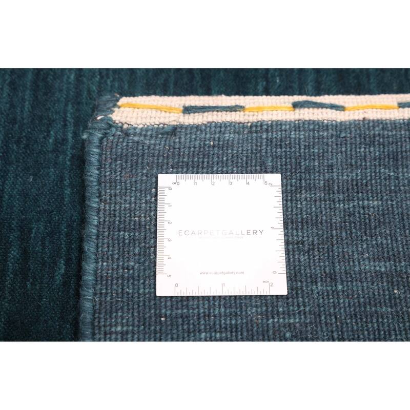 ECARPETGALLERY Hand Loomed Indo Gabbeh Dark Teal Wool Rug - 8'2 x 9'10