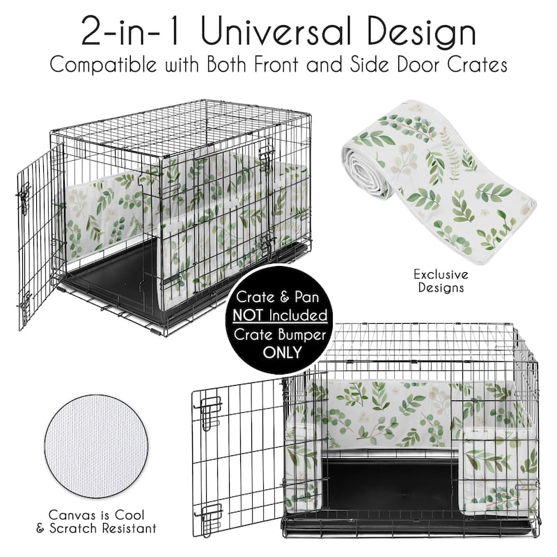 Sweet Jojo Designs Sage Green Boho Floral Leaf Boy Girl, Unisex/Gender Neutral Medium Dog Crate Bumper 36in. -Bohemian Botanical