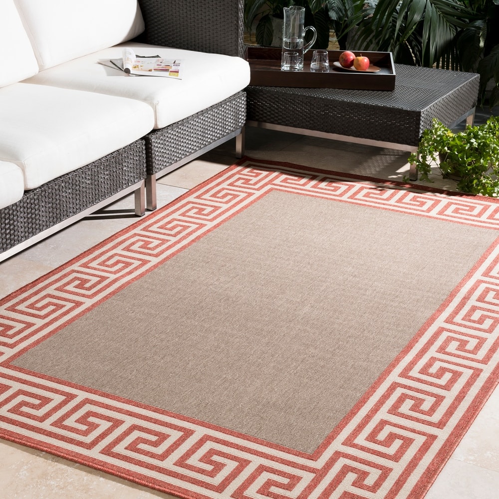 Annette Greek Key Border Indoor/Outdoor Area Rug