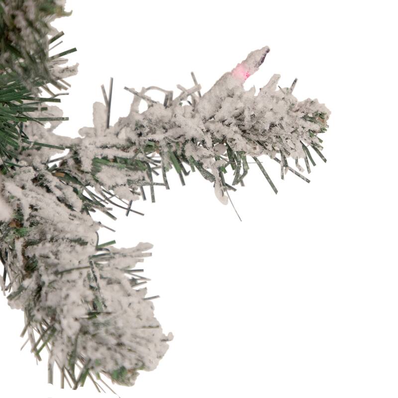 4.5' Medium Heavily Flocked Pine Artificial Tree Multicolor Lights - 4.5 Foot