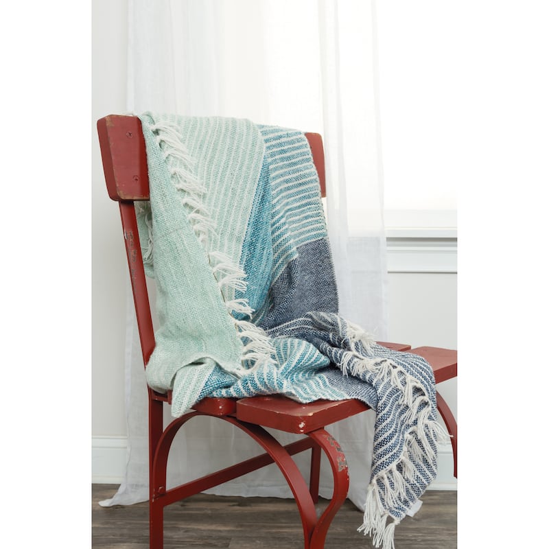 Rizzy Home Hand-tied Striped Throw Blanket