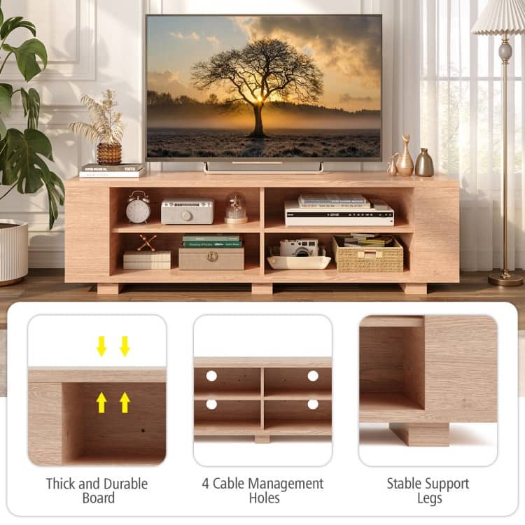 59" Console Storage Entertainment Media Wood TV Stand - 59" x 15.5" x 17.5" (L x W x H)