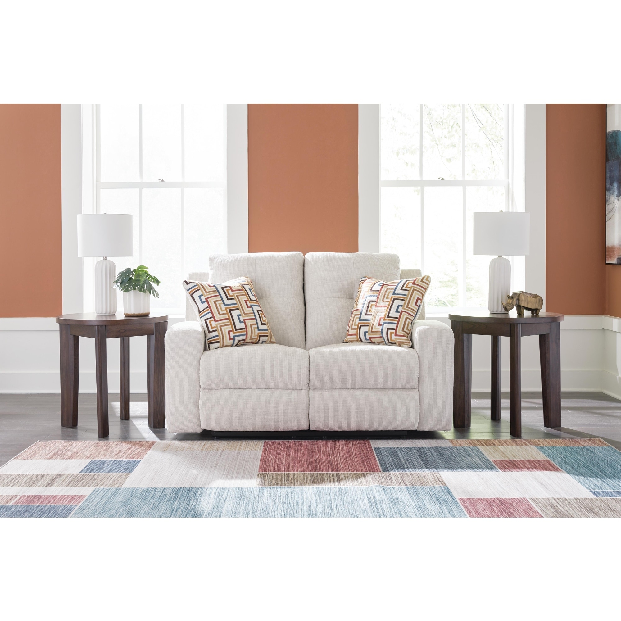 Signature Design by Ashley Danum Beige Reclining Loveseat - 64"W x 40"D x 41"H