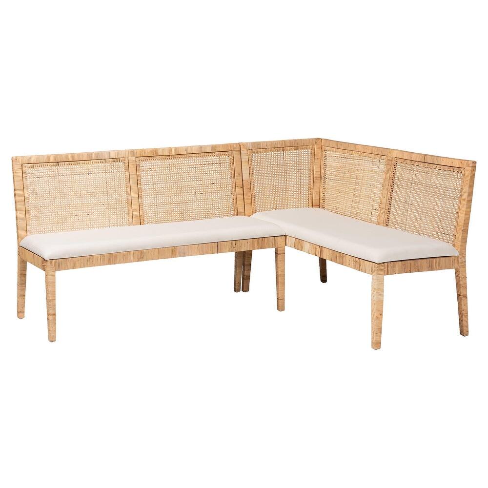 Kalimantan Bohemian Light Honey Rattan 2-Piece Banquette Set