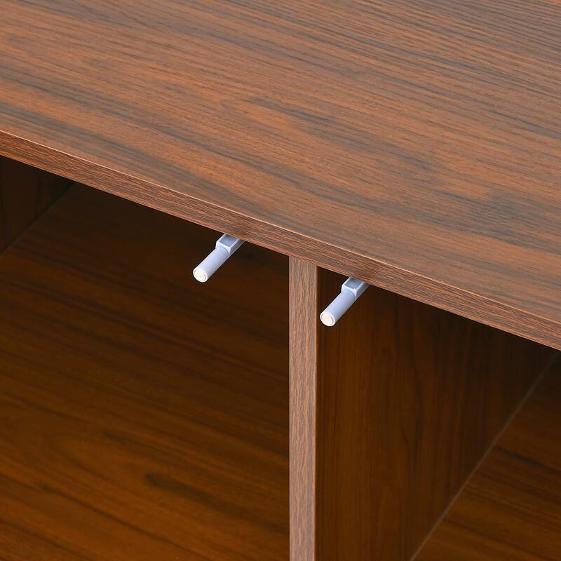 Sideboard Buffet Cabinet with Geometric Carved Doors, Storage Cabinet with Metal Legs, Multi-Functional Food Pantry Cabinet