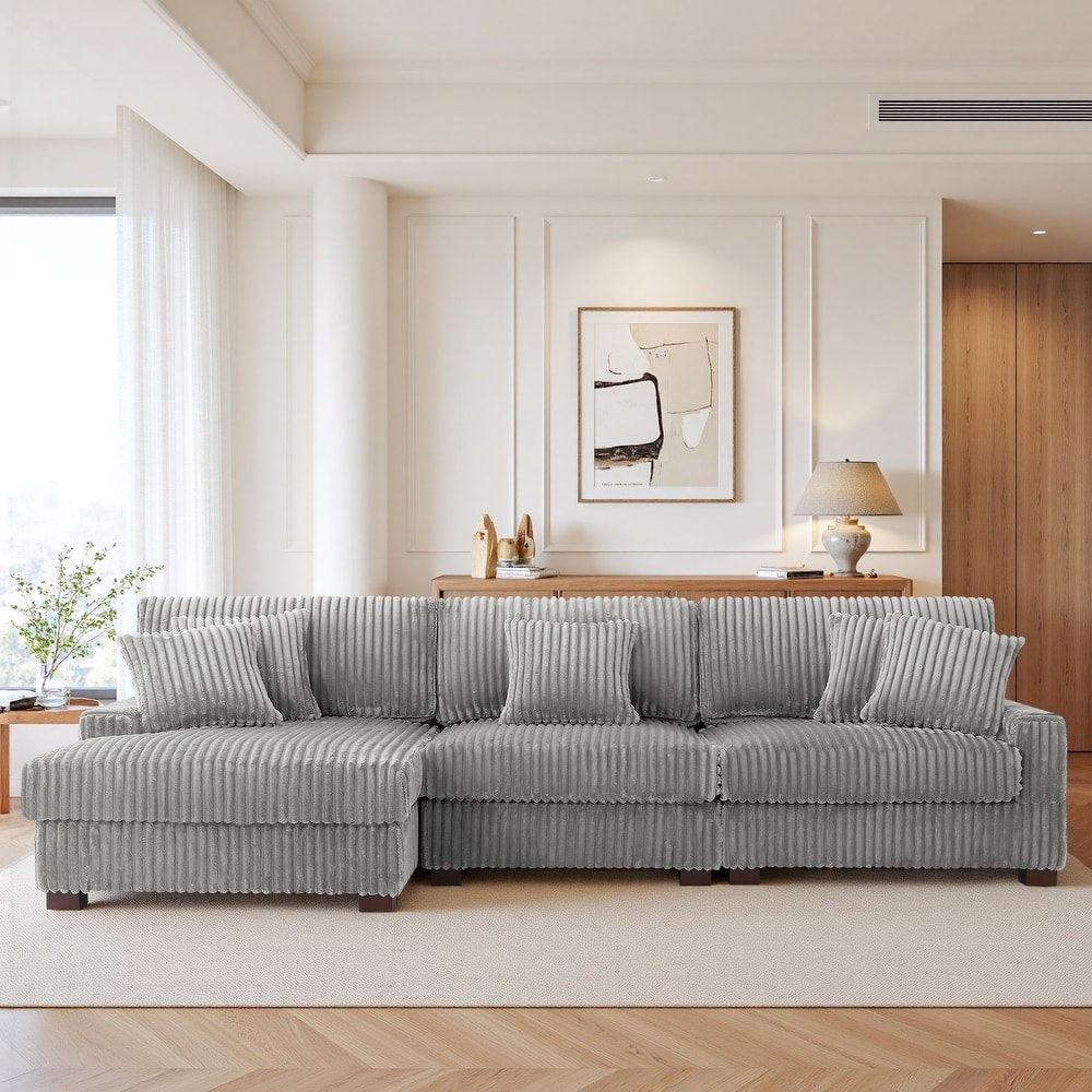 UIXE Upholstered Plush Velvet L Shaped Couch Modular Sofa