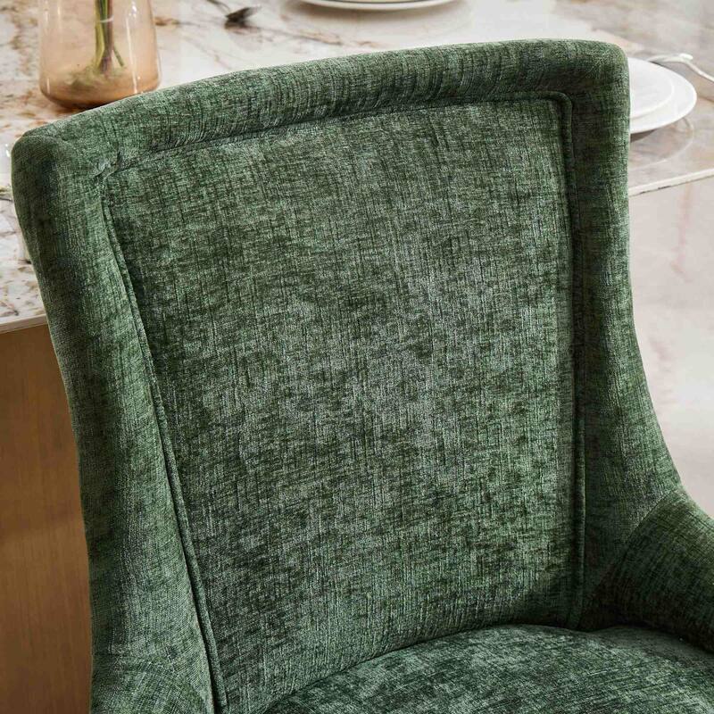 Chenille Dining Chairs with Curved Gold Legs (Set of 2 )