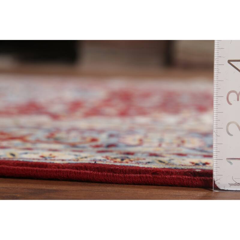 Geometric Red Tabriz Turkish Area Rug Machine Made Carpet - 6'4" x 9'10"