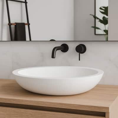 Auren Matte White Solid Surface Oval Vessel Sink