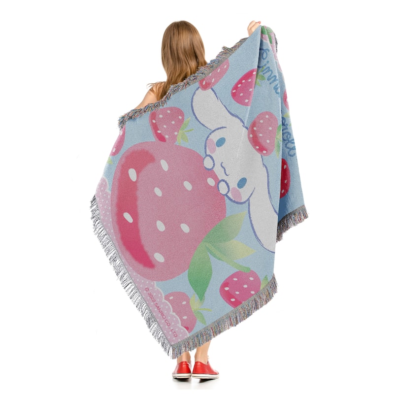 Sanrio Cinnamoroll StrawBerry Surprise Woven Tapestry Throw Blanket