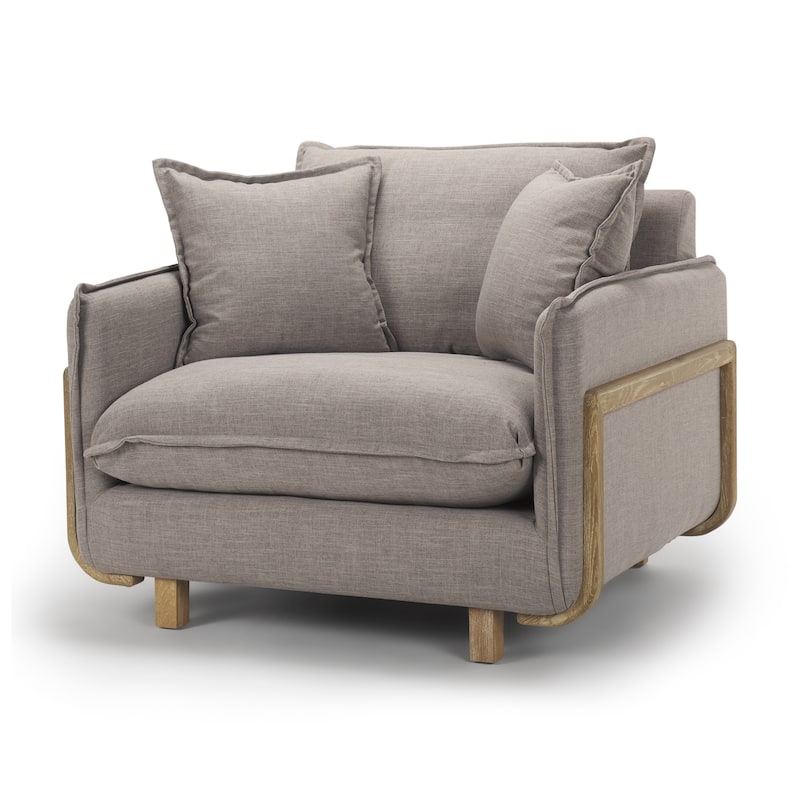 Roy II Flint Grey Fabric w/ Light Brown Solid Wood Frame Arm Chair - 43.3"W x 41.7"D x 33"H - 43.3"W x 41.7"D x 33"H - Flint Grey