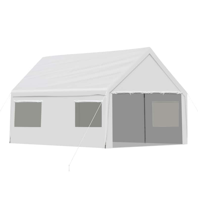 Aoodor Vehicle Carport Canopy Tent, Heavy Duty Metal Frame - 20'×10'