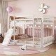 preview thumbnail 10 of 12, Floor Bunk Bed Twin Over Twin Size Bed with Convertible Climbing Ramp, Dual Ladders, Guardrails for Kids Playhouse Bed Design