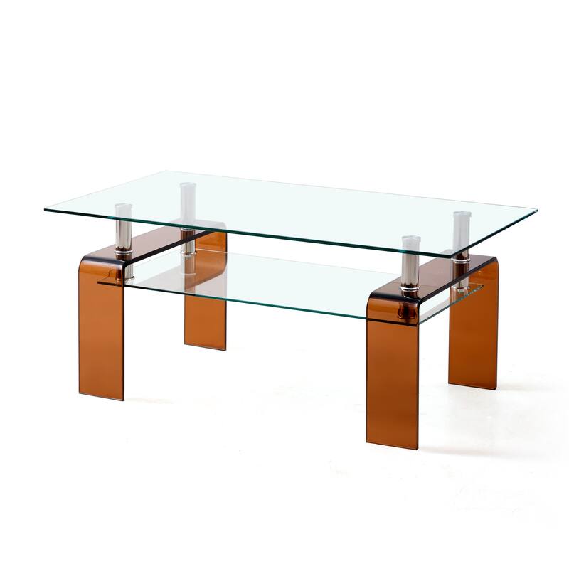 Tempered Glass Coffee Table, Modern Glass Coffee Table - Transparent