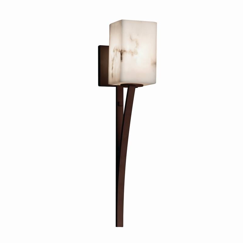 Justice Design LumenAria Sabre 1-light Dark Bronze Wall Sconce, Faux Alabaster Square - Flat Rim Shade