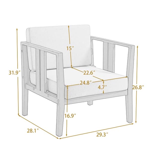 dimension image slide 1 of 4, Outdoor Teak Solid Wood Patio Furniture Set Loveseat Armchair Table Collection